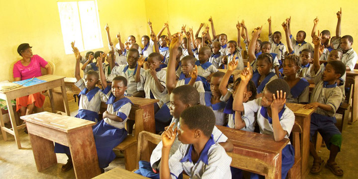 Group of children in classroom in Africa